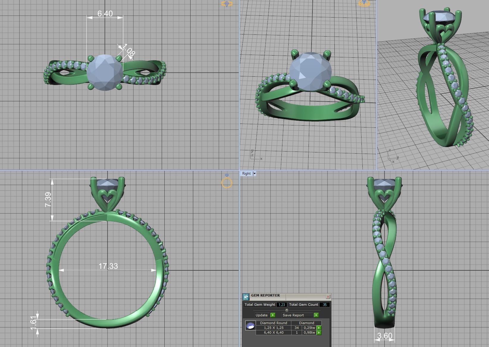 Sofia Engagement Rings 1ct and Half carat stone 3dprint models 3D Model Collection_42