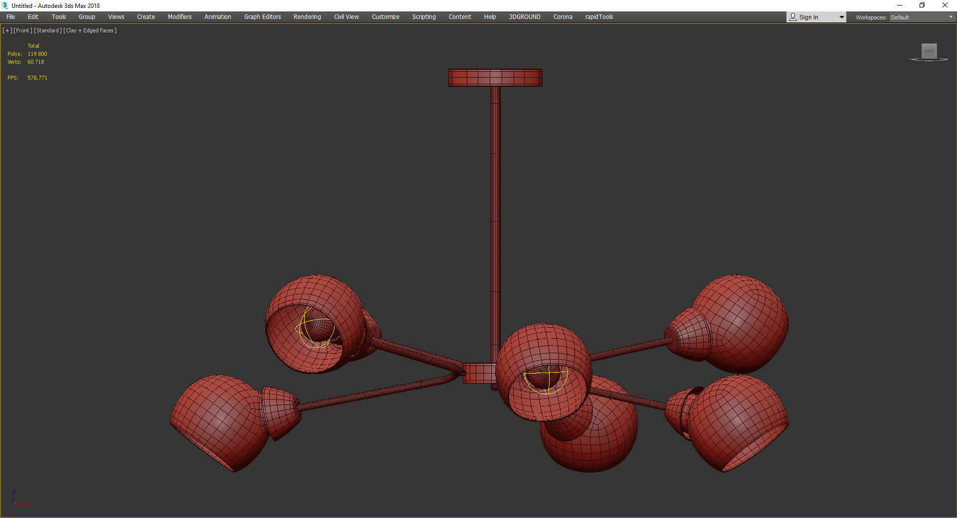 Sputnik Loft Globe Low-poly 3D model_2