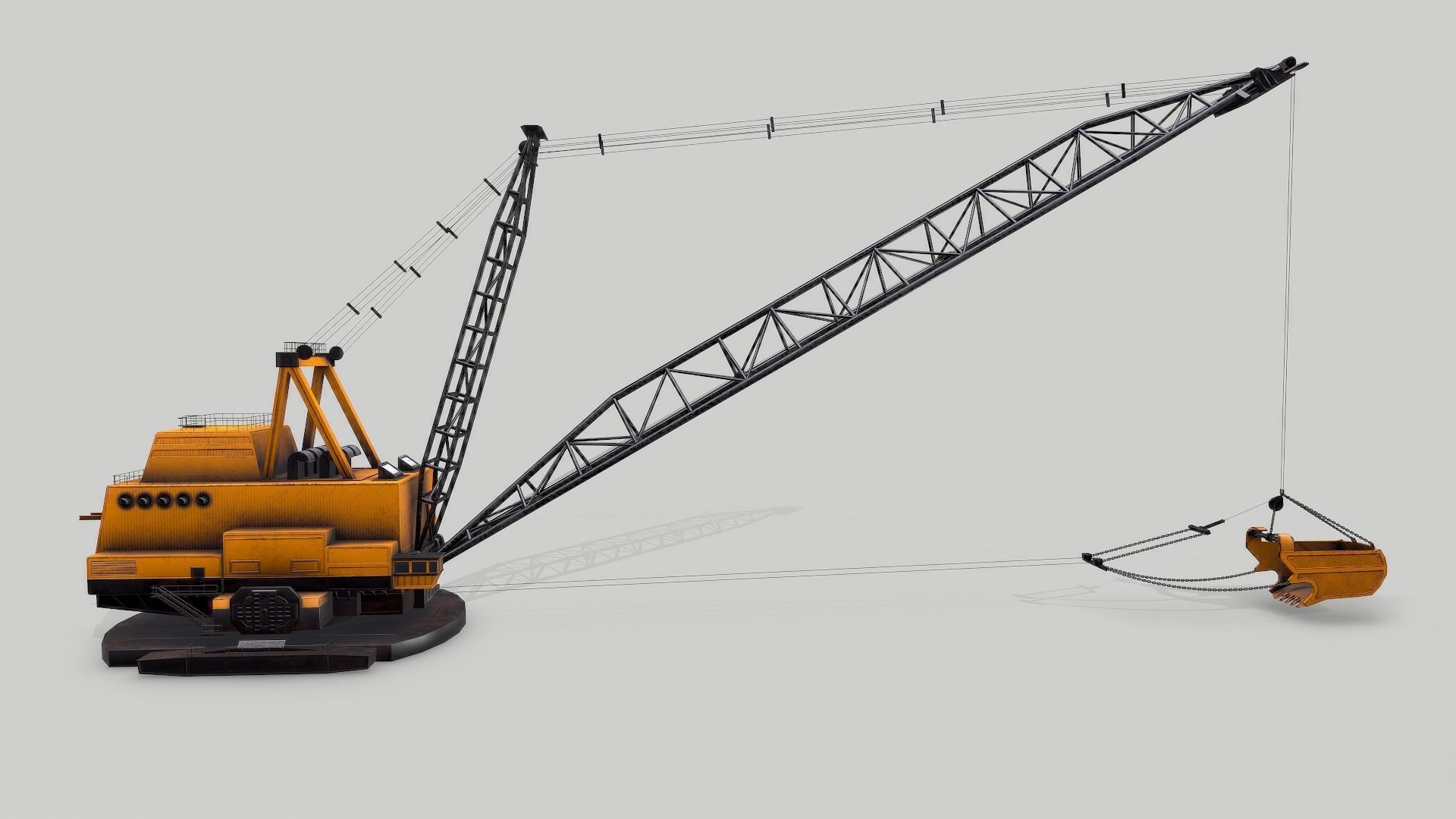 Old Industrial Vehicle Dragline Low-poly 3D model_11