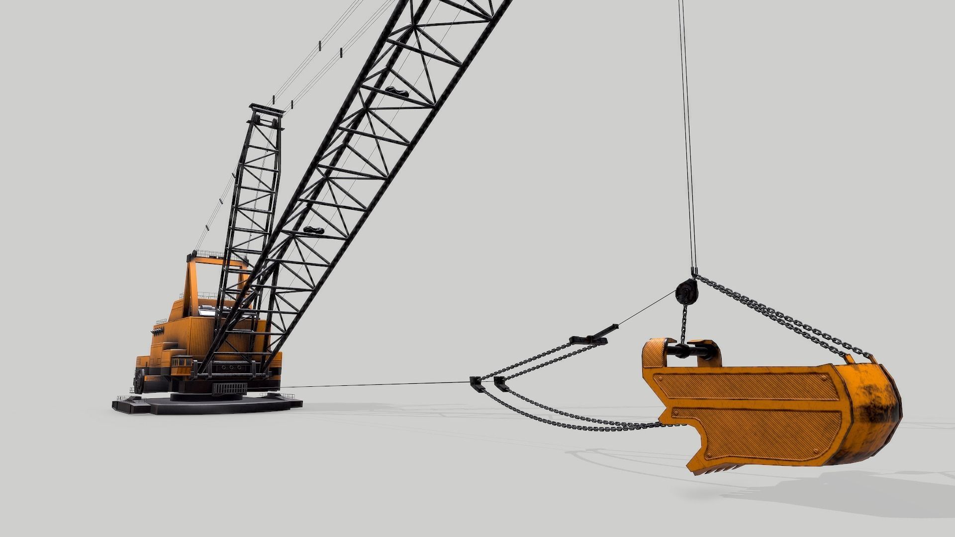 Old Industrial Vehicle Dragline Low-poly 3D model_3