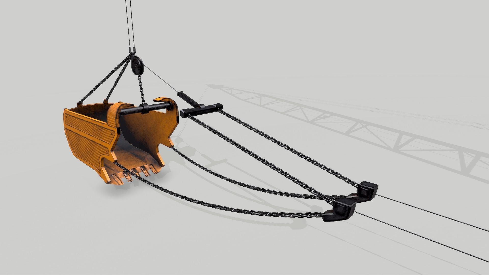 Old Industrial Vehicle Dragline Low-poly 3D model_9