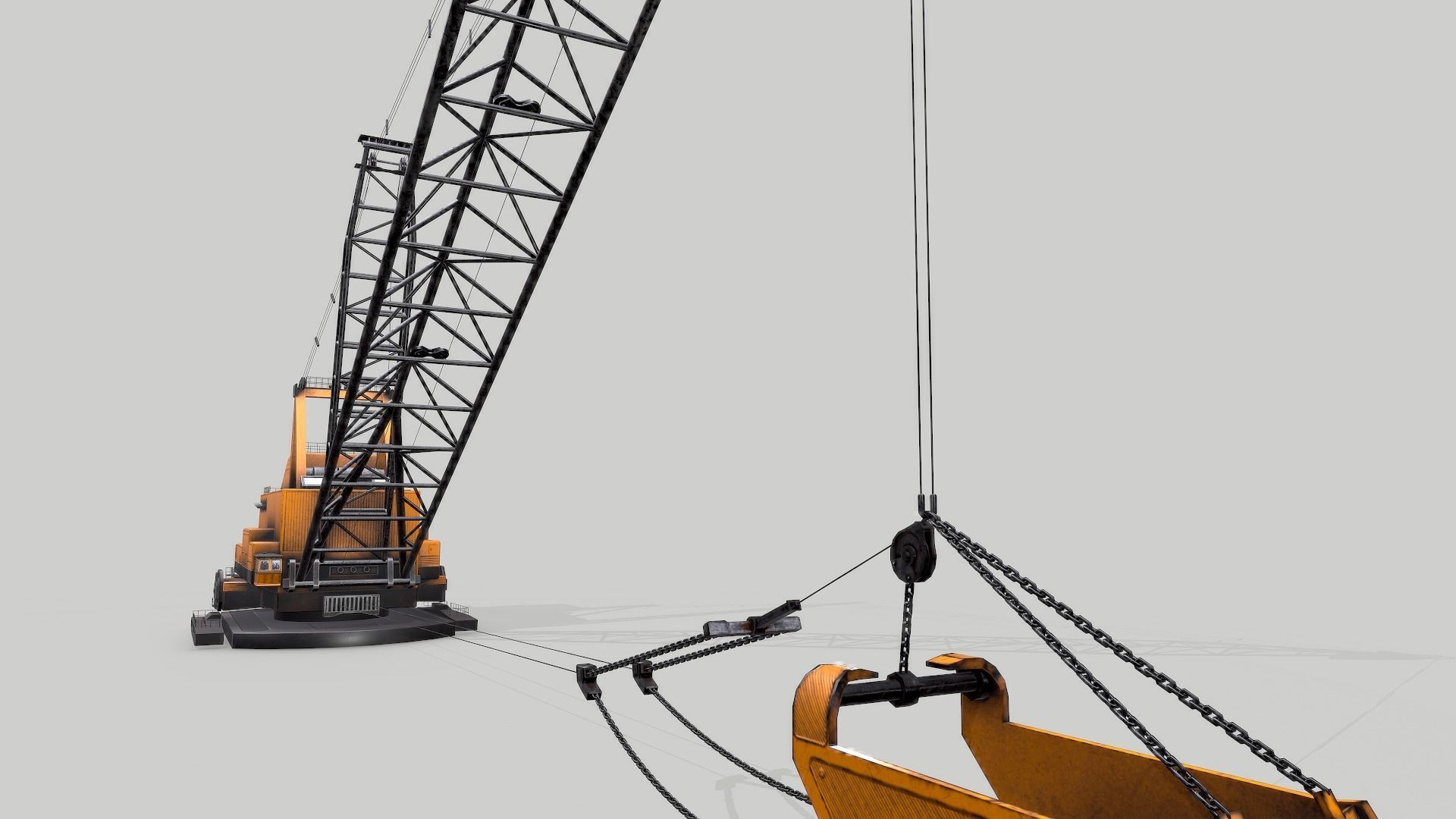 Old Industrial Vehicle Dragline Low-poly 3D model_10