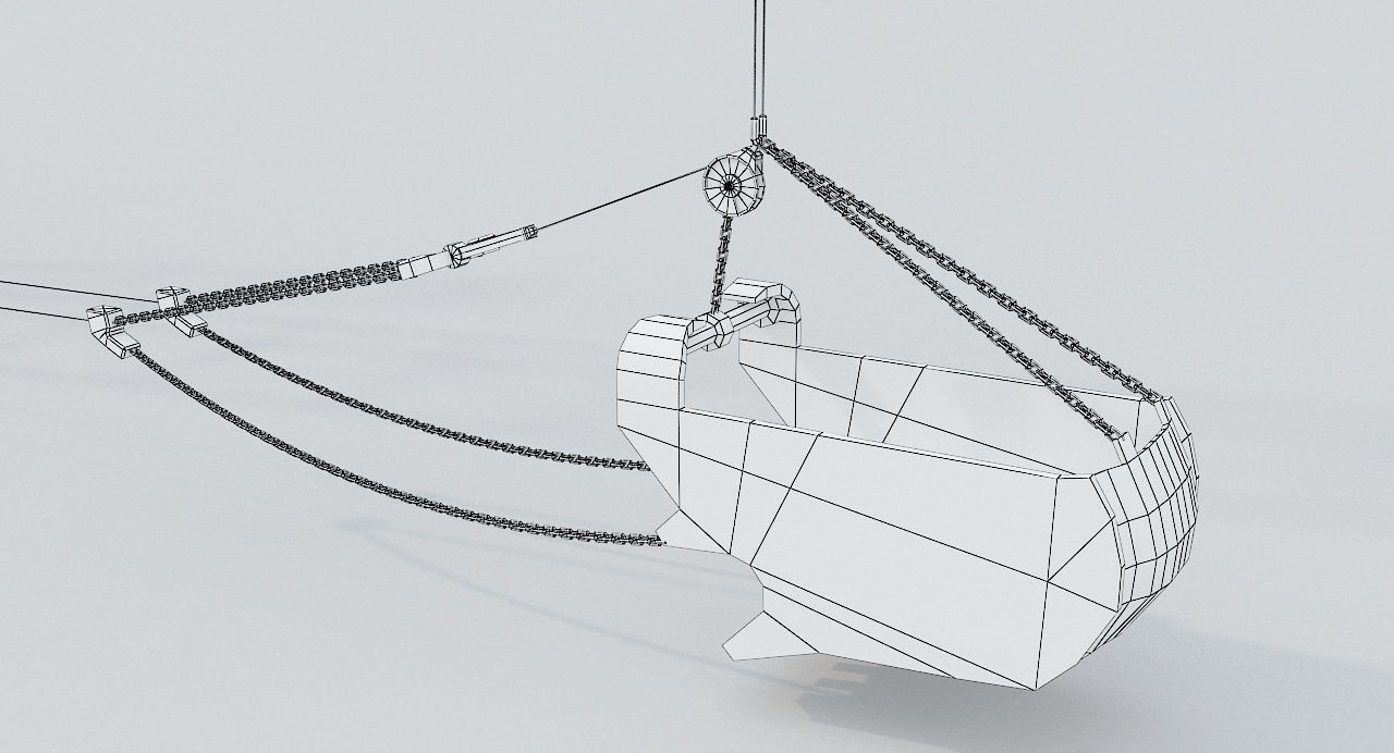 Old Industrial Vehicle Dragline Low-poly 3D model_14