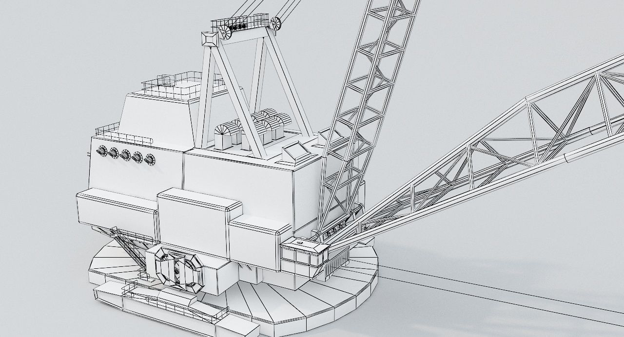 Old Industrial Vehicle Dragline Low-poly 3D model_13