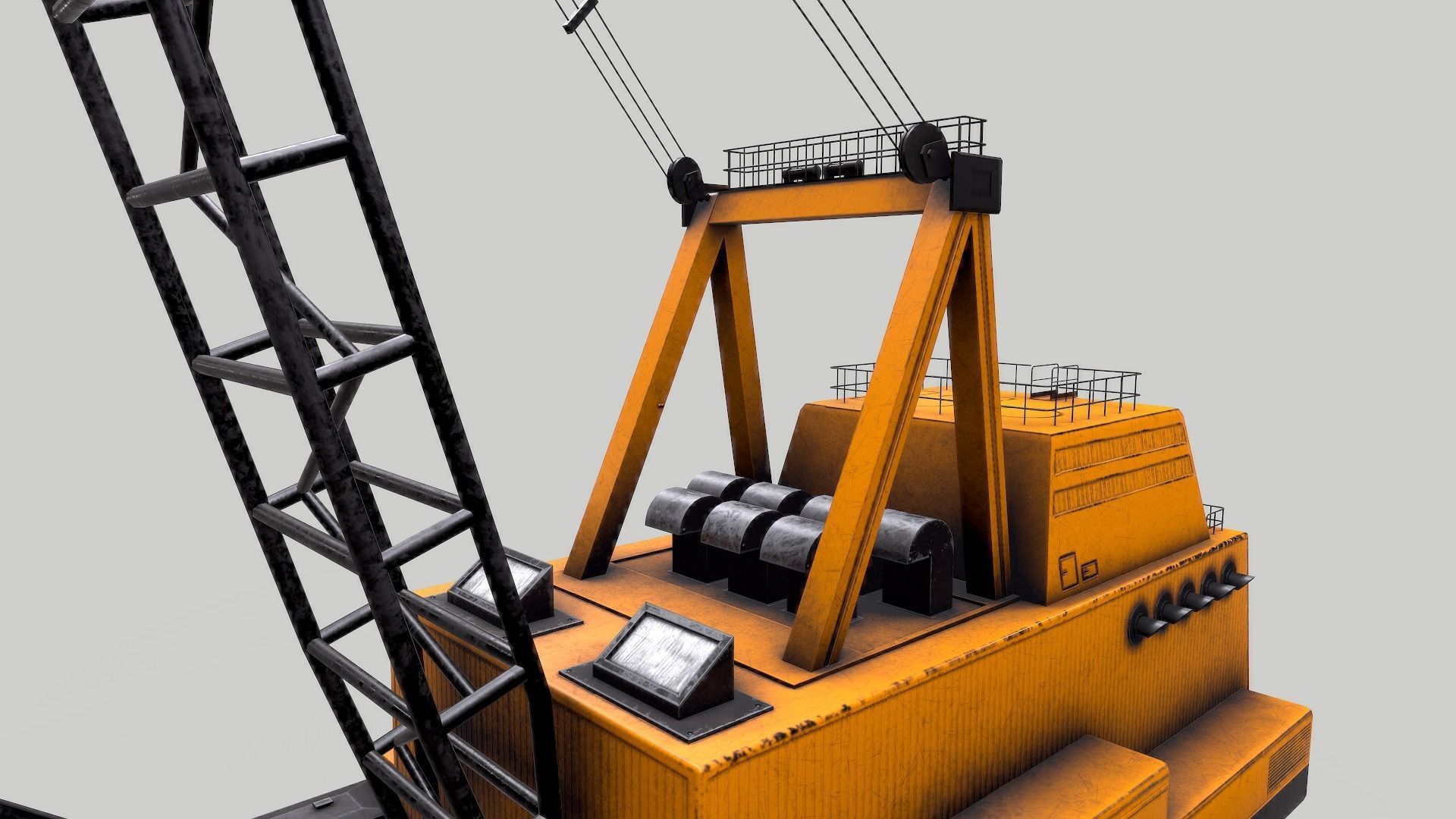 Old Industrial Vehicle Dragline Low-poly 3D model_6