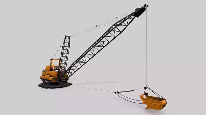 Old Industrial Vehicle Dragline Low-poly 3D model