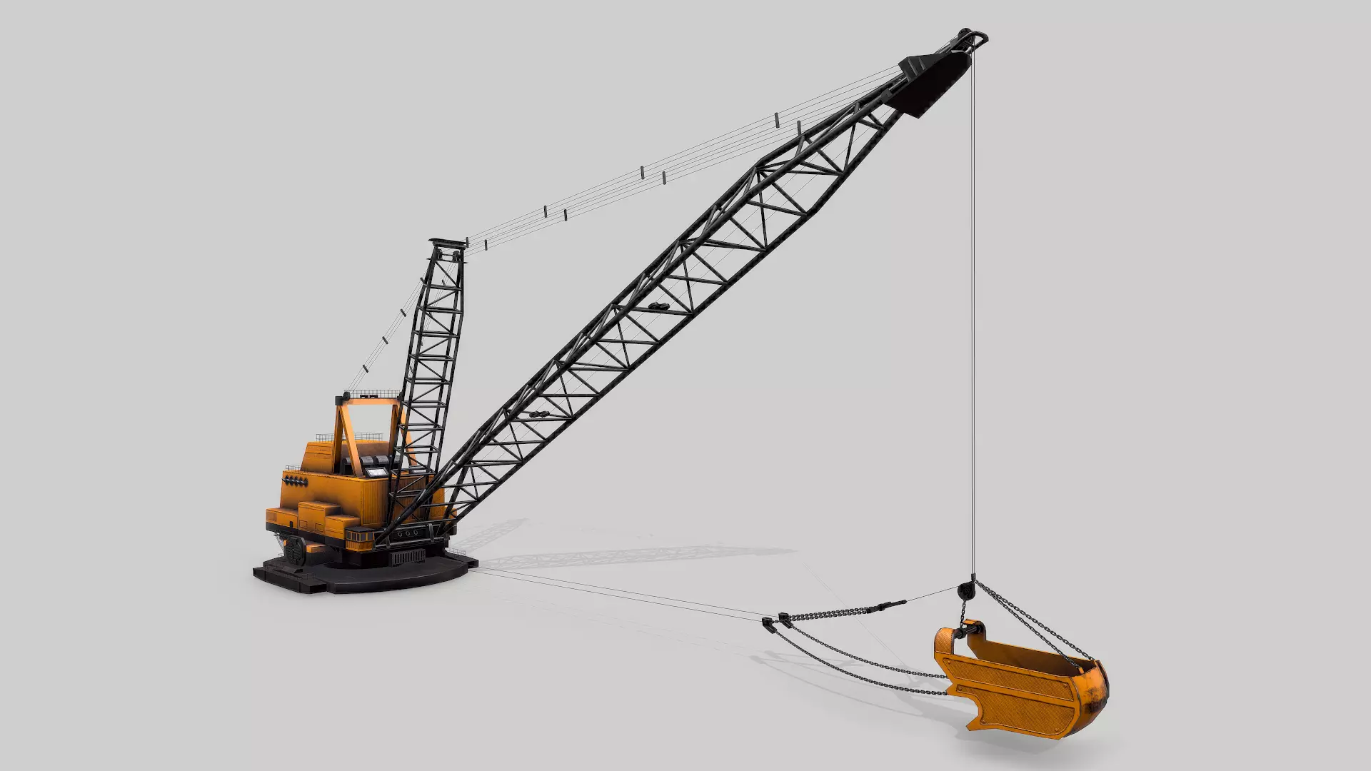 Old Industrial Vehicle Dragline Low-poly 3D model_0