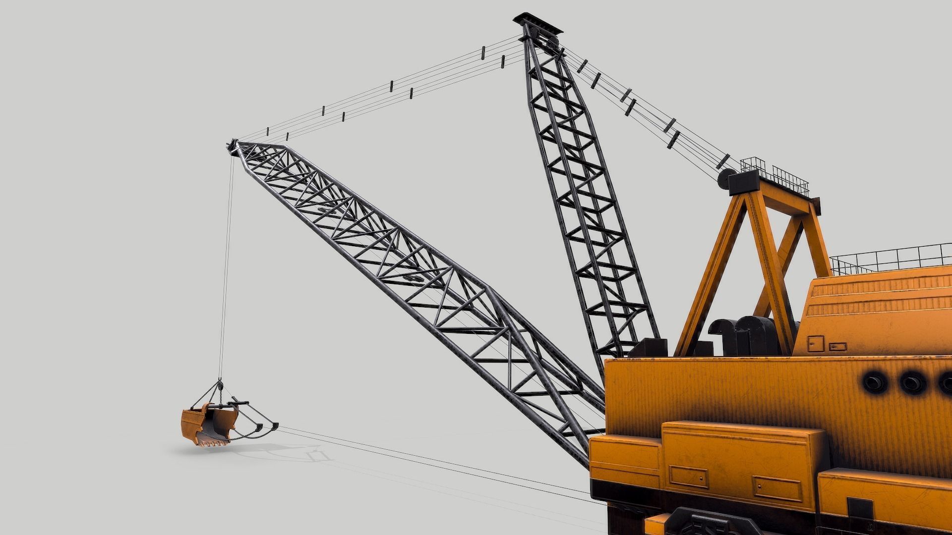 Old Industrial Vehicle Dragline Low-poly 3D model_7