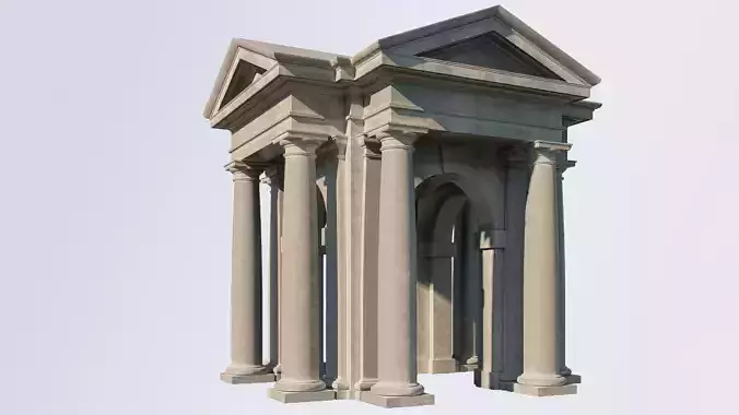 Tuscan order Arched portico in  with freestanding column 3D model