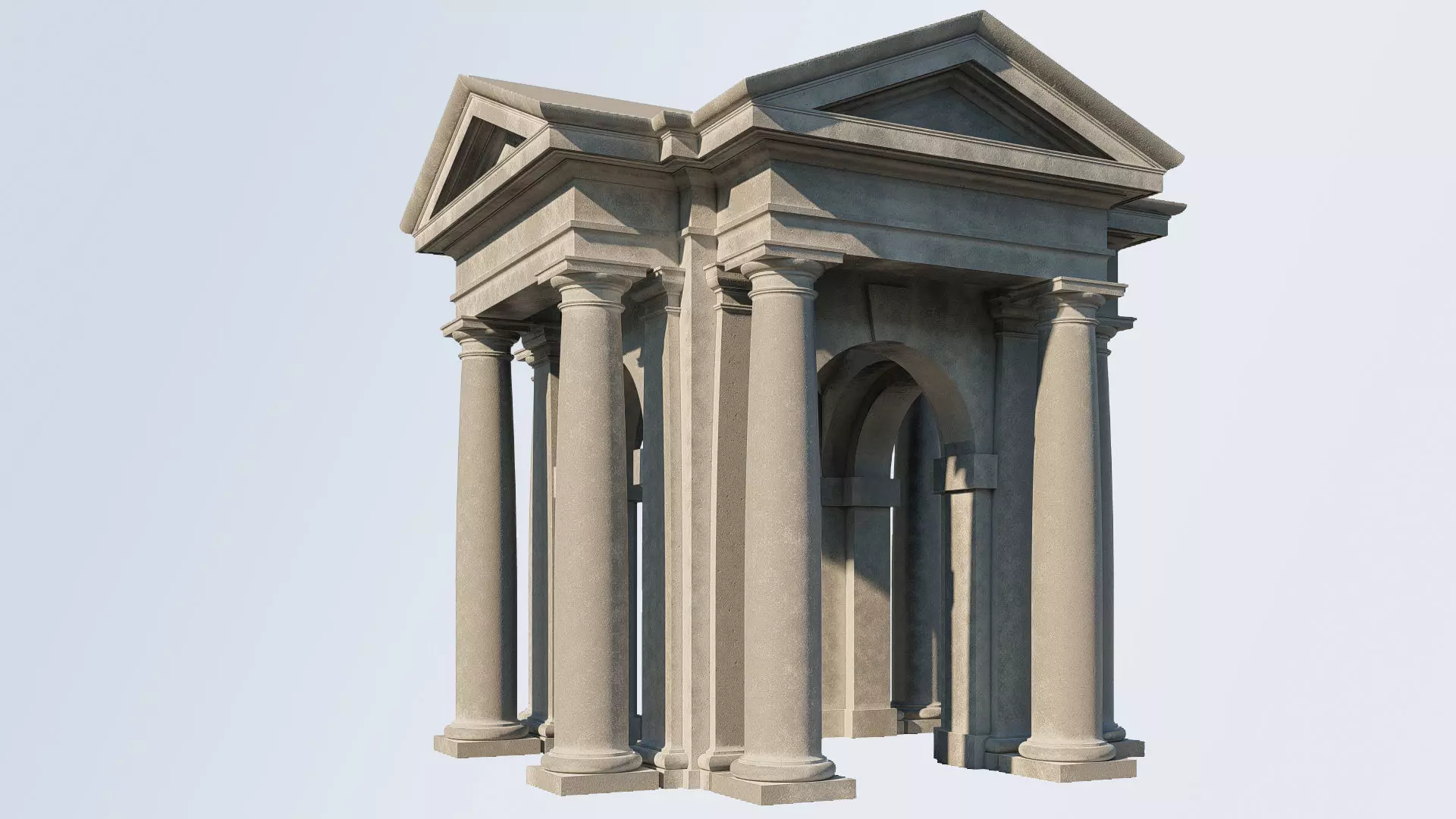 Tuscan order Arched portico in  with freestanding column 3D model_0
