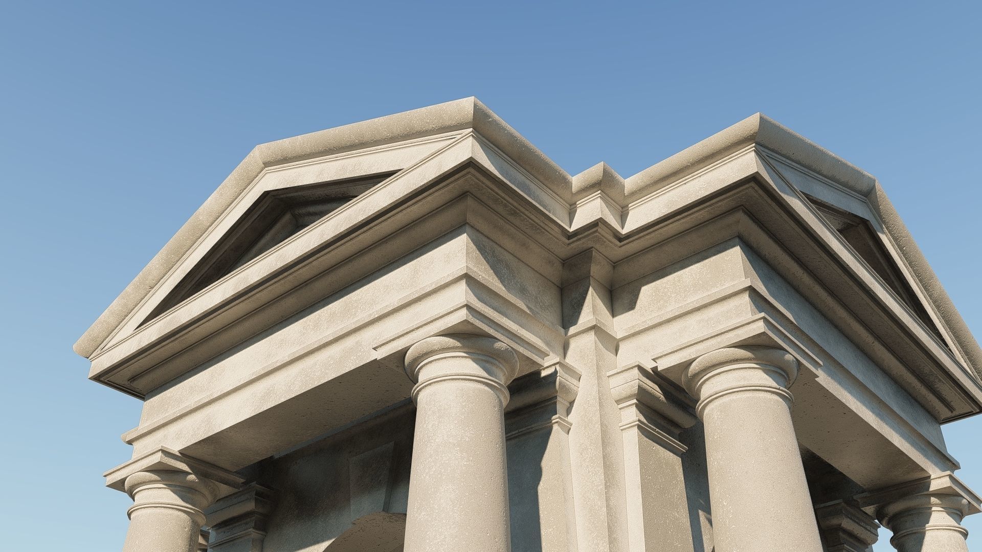 Tuscan order Arched portico in  with freestanding column 3D model_1