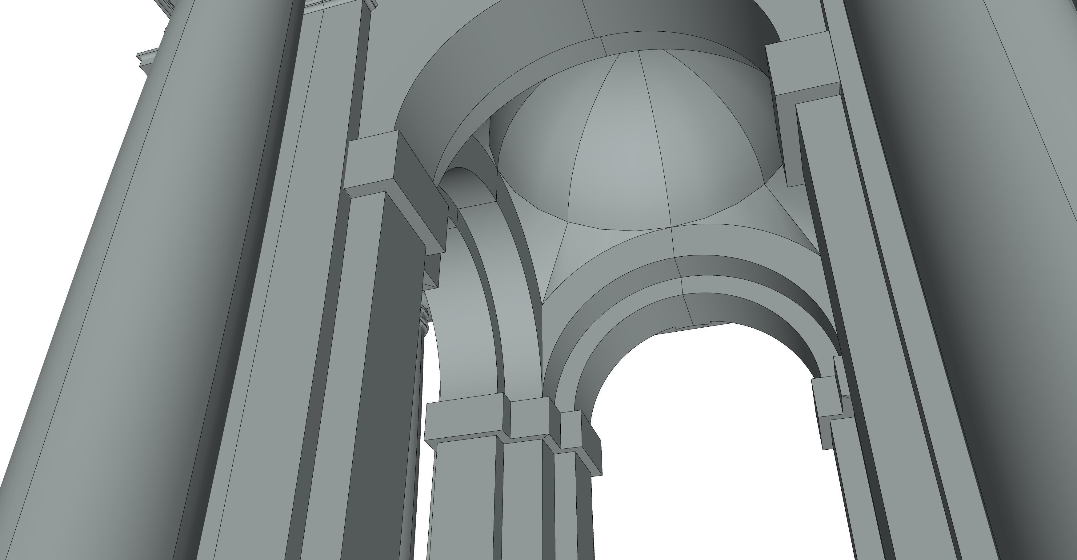 Tuscan order Arched portico in  with freestanding column 3D model_8