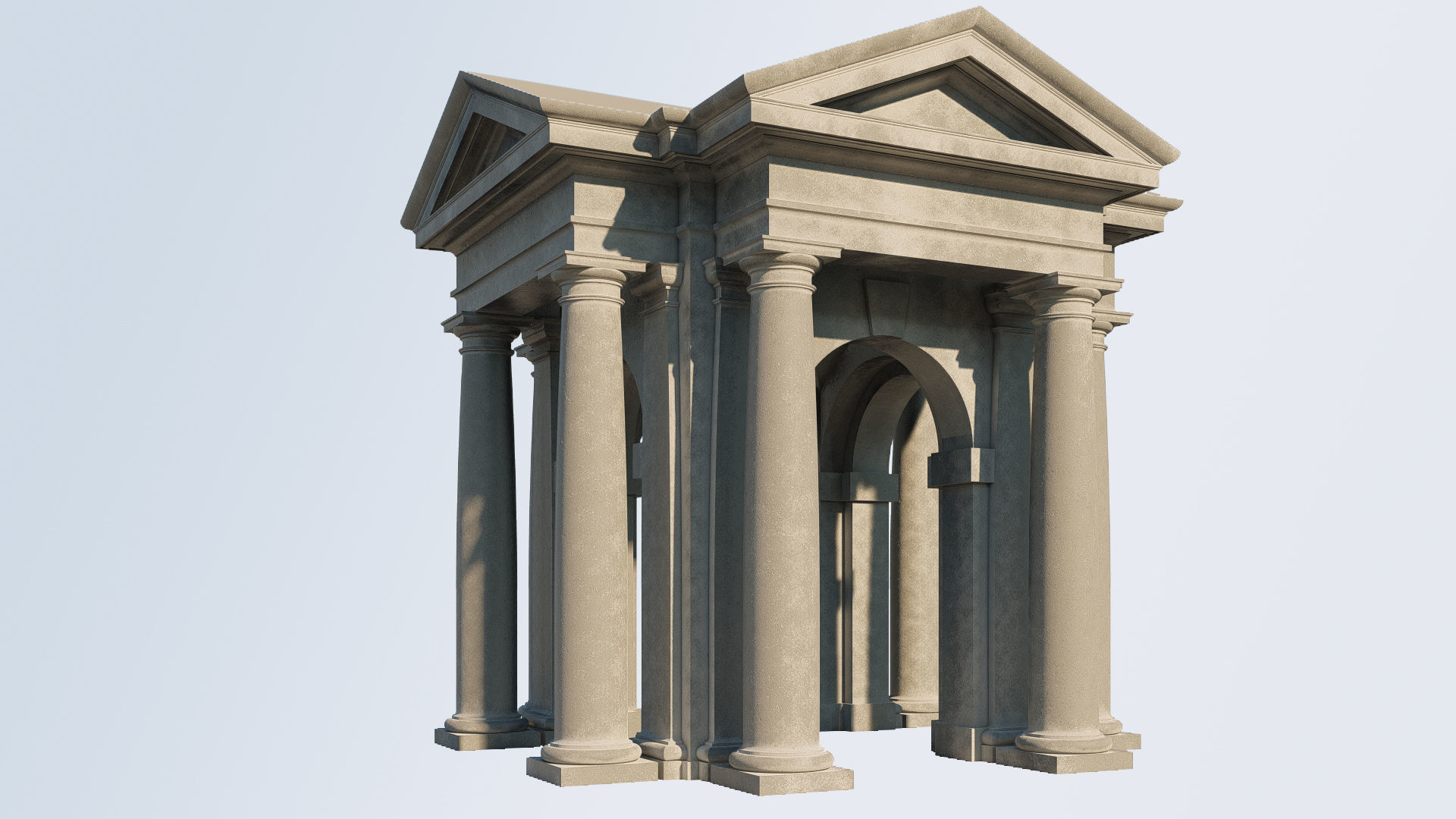 Tuscan order Arched portico in  with freestanding column 3D model_2