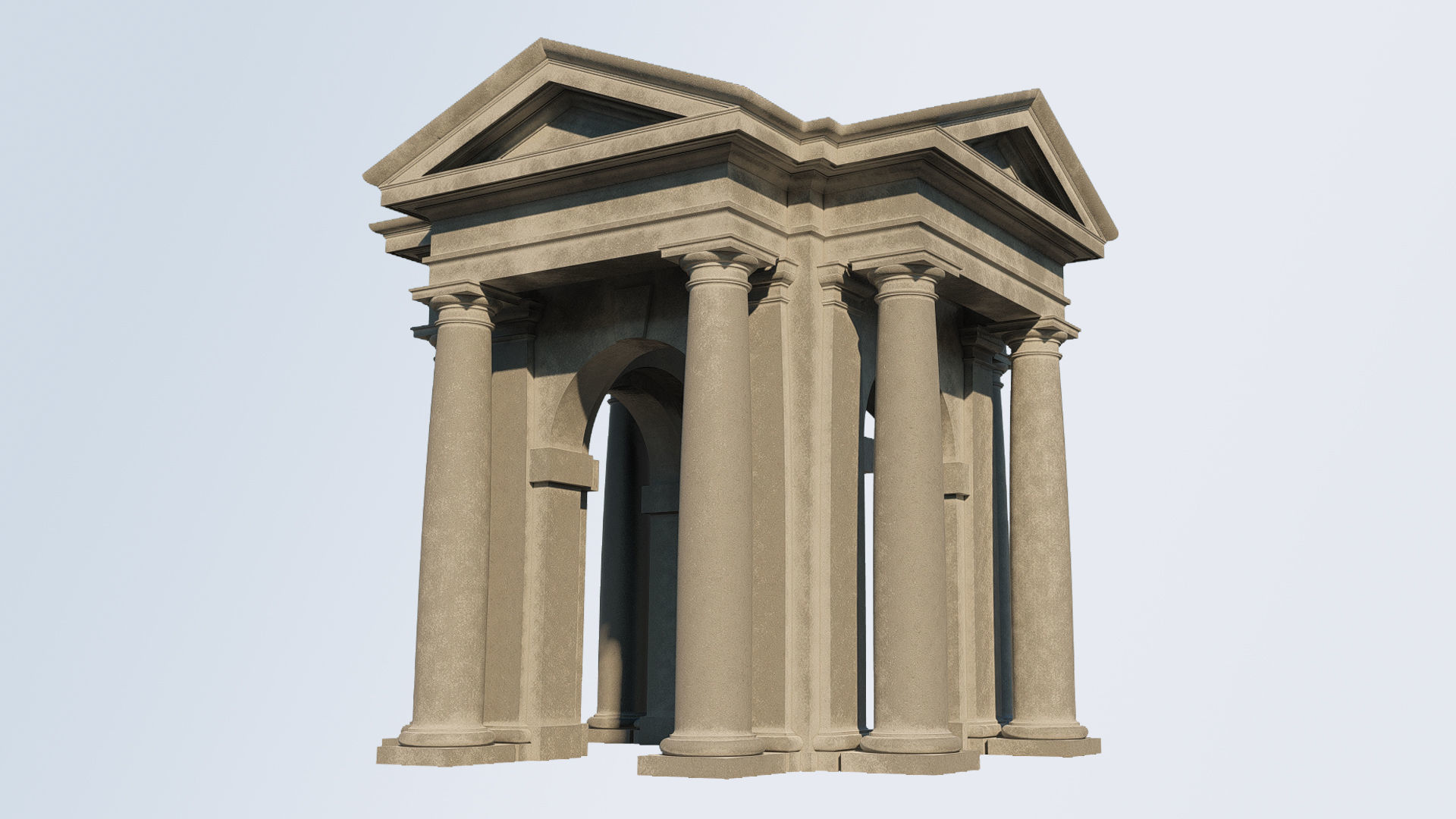 Tuscan order Arched portico in  with freestanding column 3D model_4