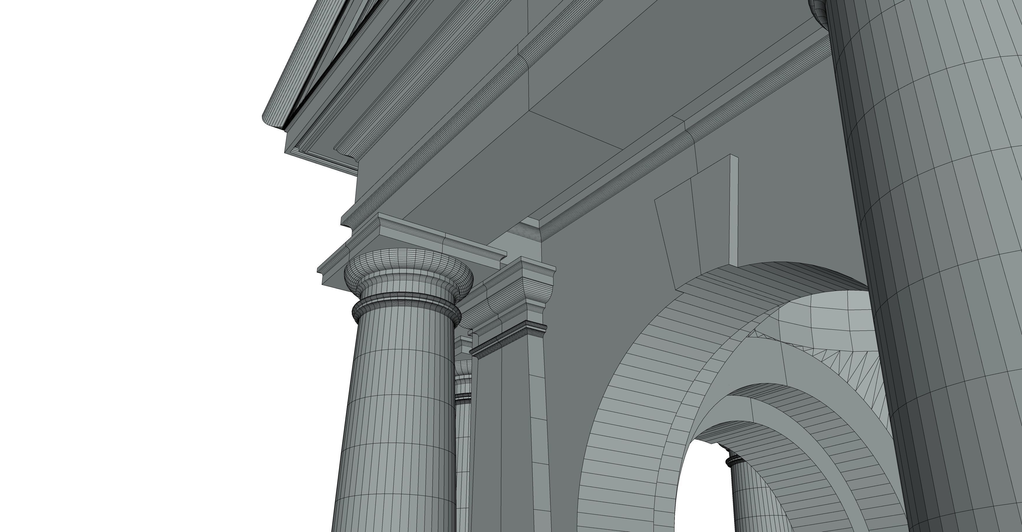 Tuscan order Arched portico in  with freestanding column 3D model_9
