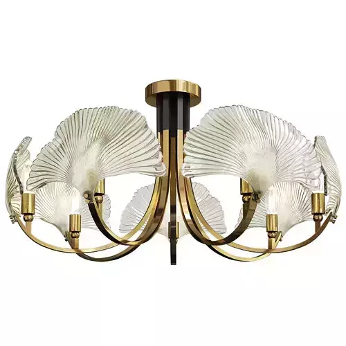 Ginkgo chandelier with brass and glass leaves