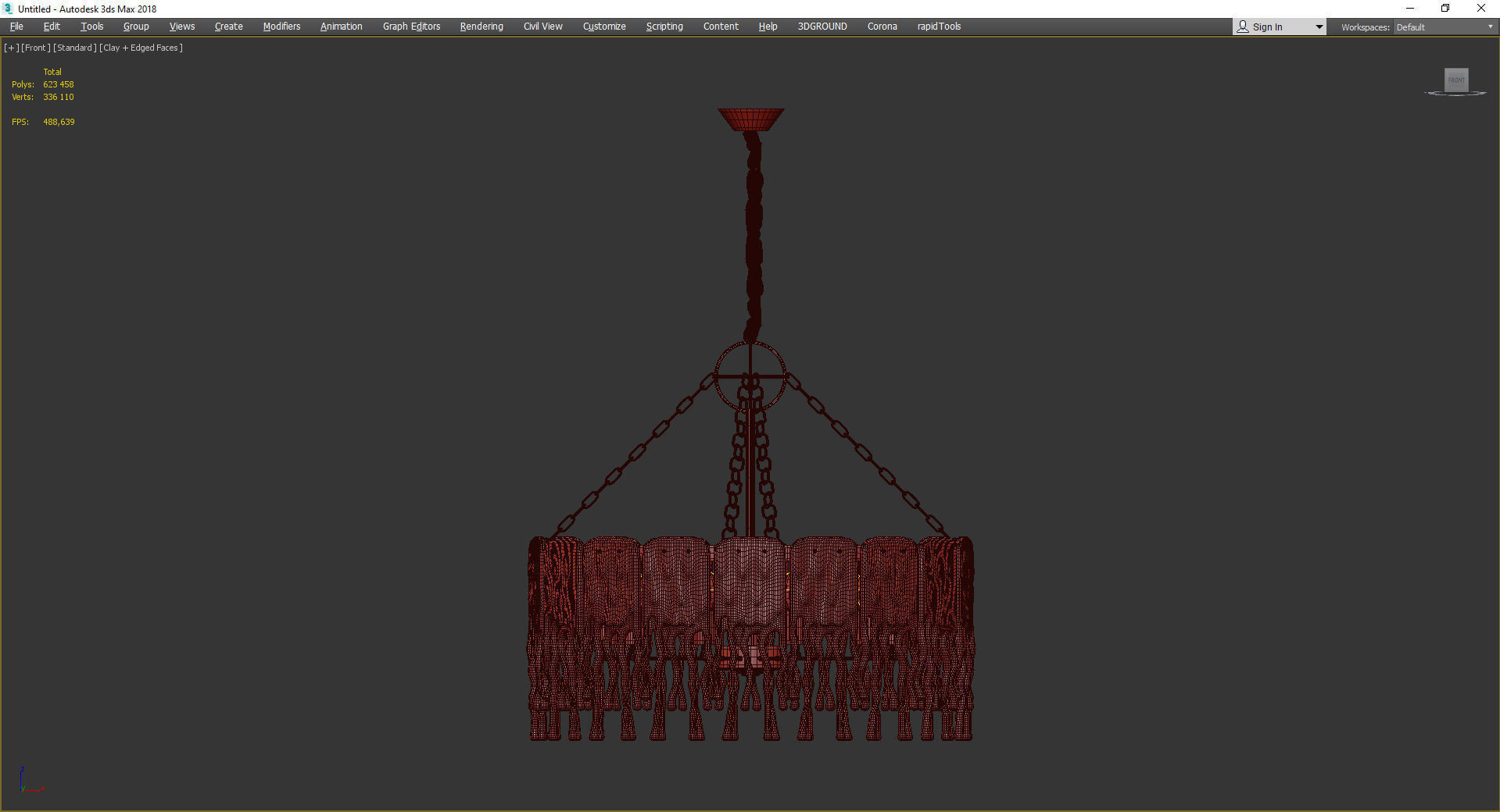 SPRING chandelier with clear glass and brass Low-poly 3D model_2