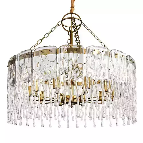 SPRING chandelier with clear glass and brass