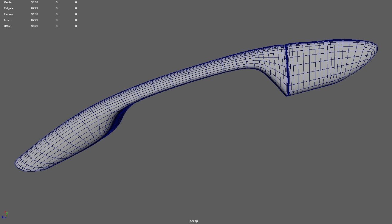 Car Door Handle 01 Low-poly 3D model_9