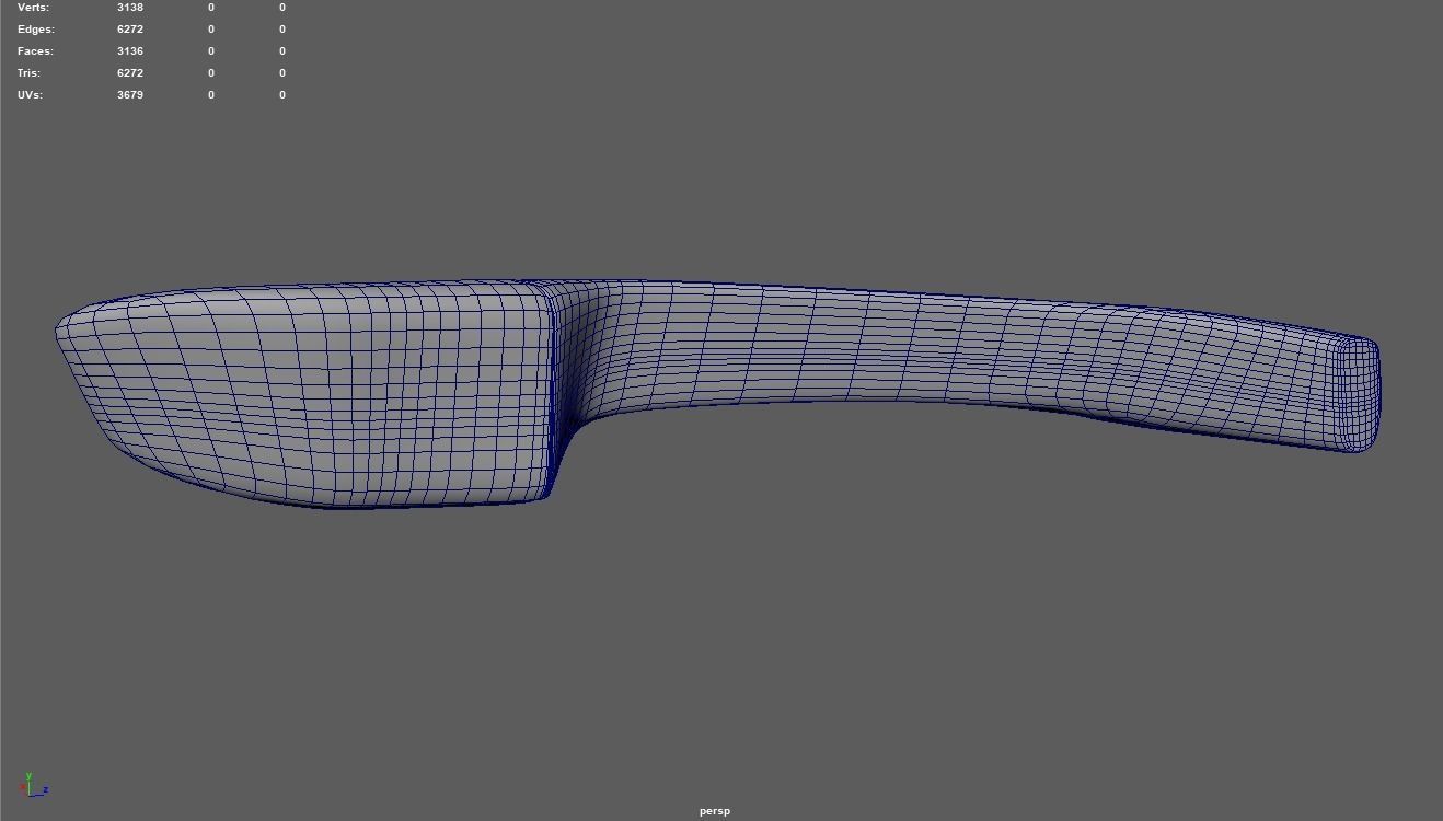Car Door Handle 01 Low-poly 3D model_7
