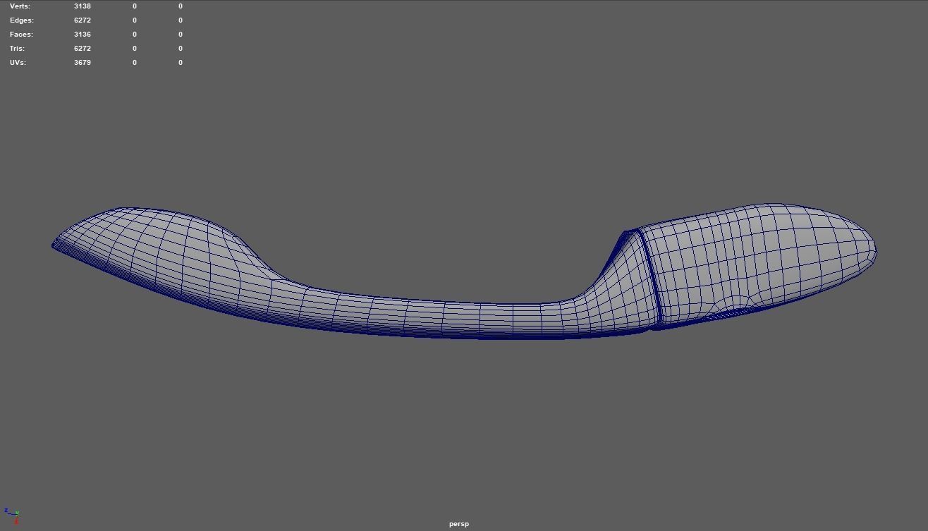 Car Door Handle 01 Low-poly 3D model_8