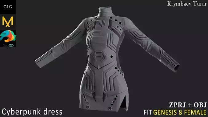 Female Cyberpunk dress Marvelous Designer project