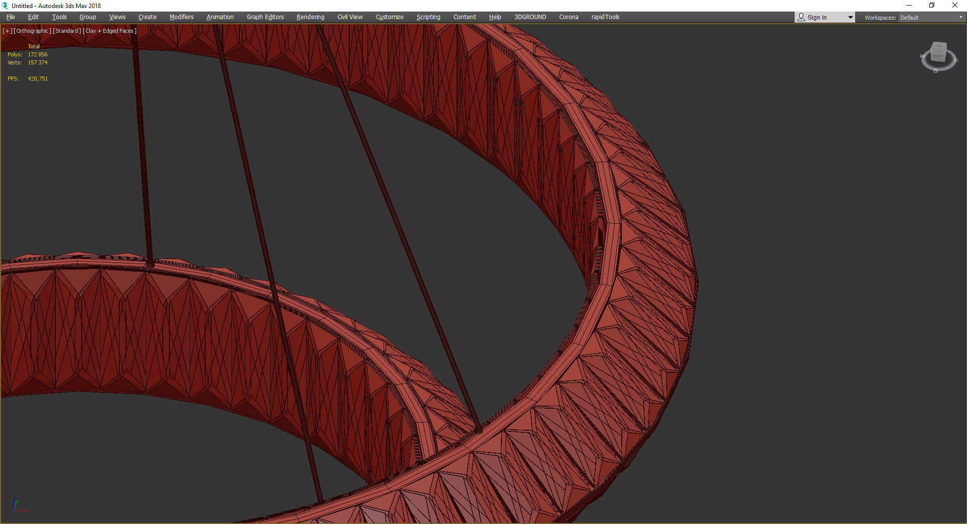 KAISER chandelier with two rings of glass and gold Low-poly 3D model_4