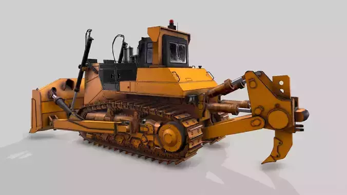 Old Industrial Vehicle Dozer Low-poly 3D model