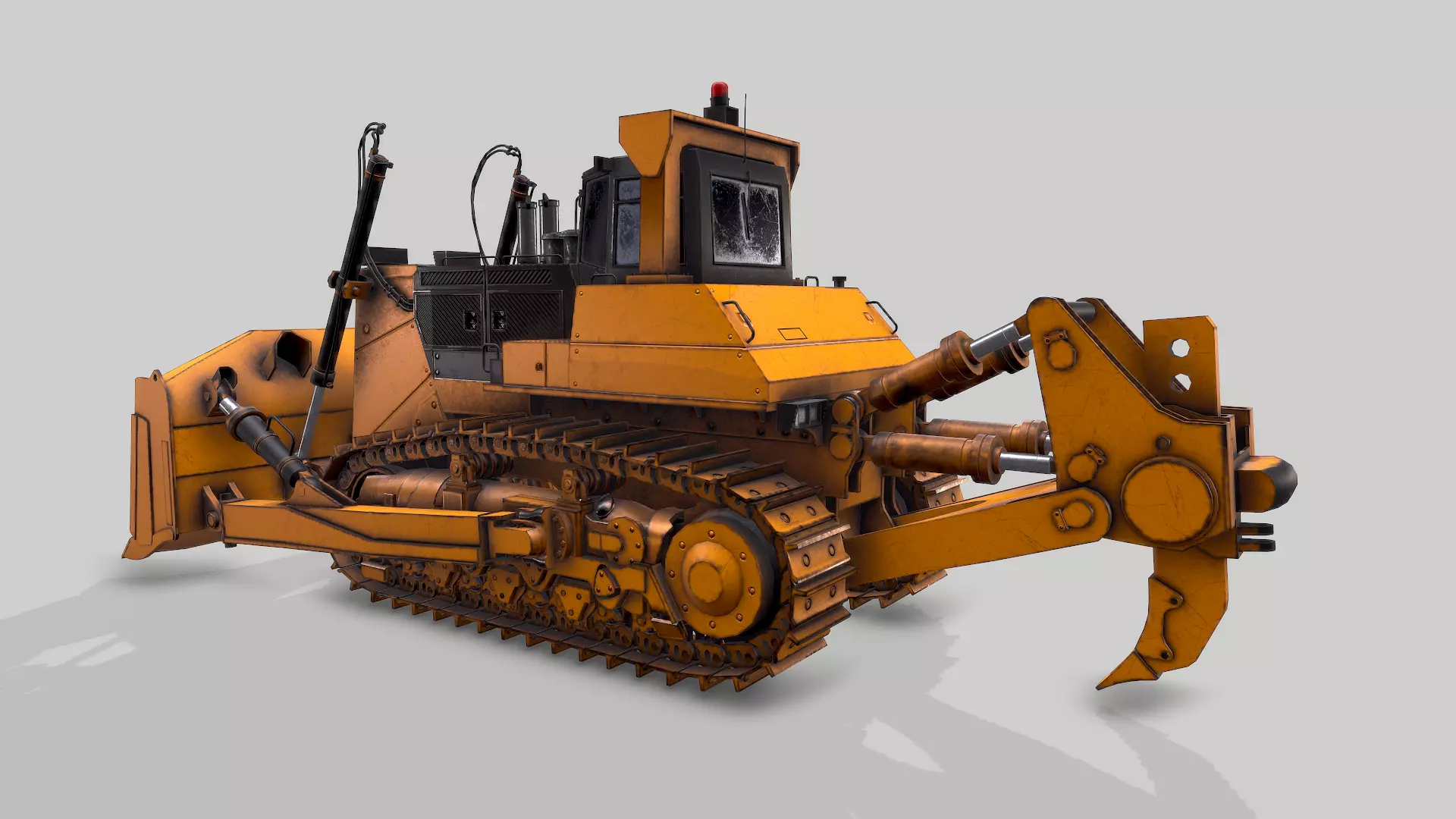 Old Industrial Vehicle Dozer Low-poly 3D model_0
