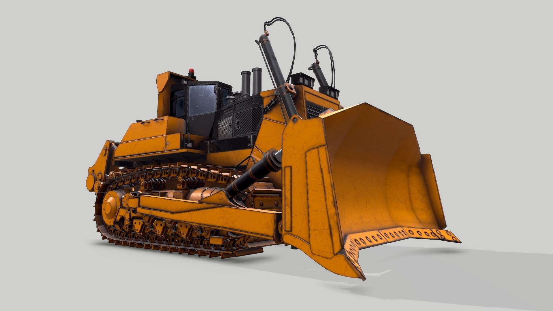 Old Industrial Vehicle Dozer Low-poly 3D model_3