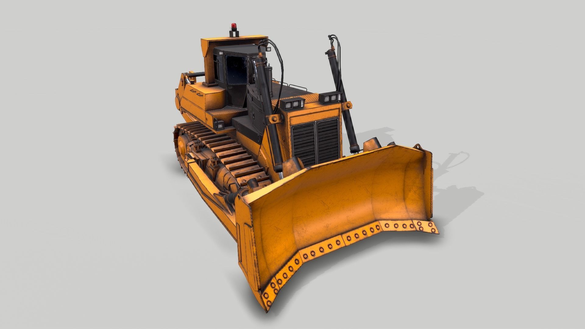 Old Industrial Vehicle Dozer Low-poly 3D model_4