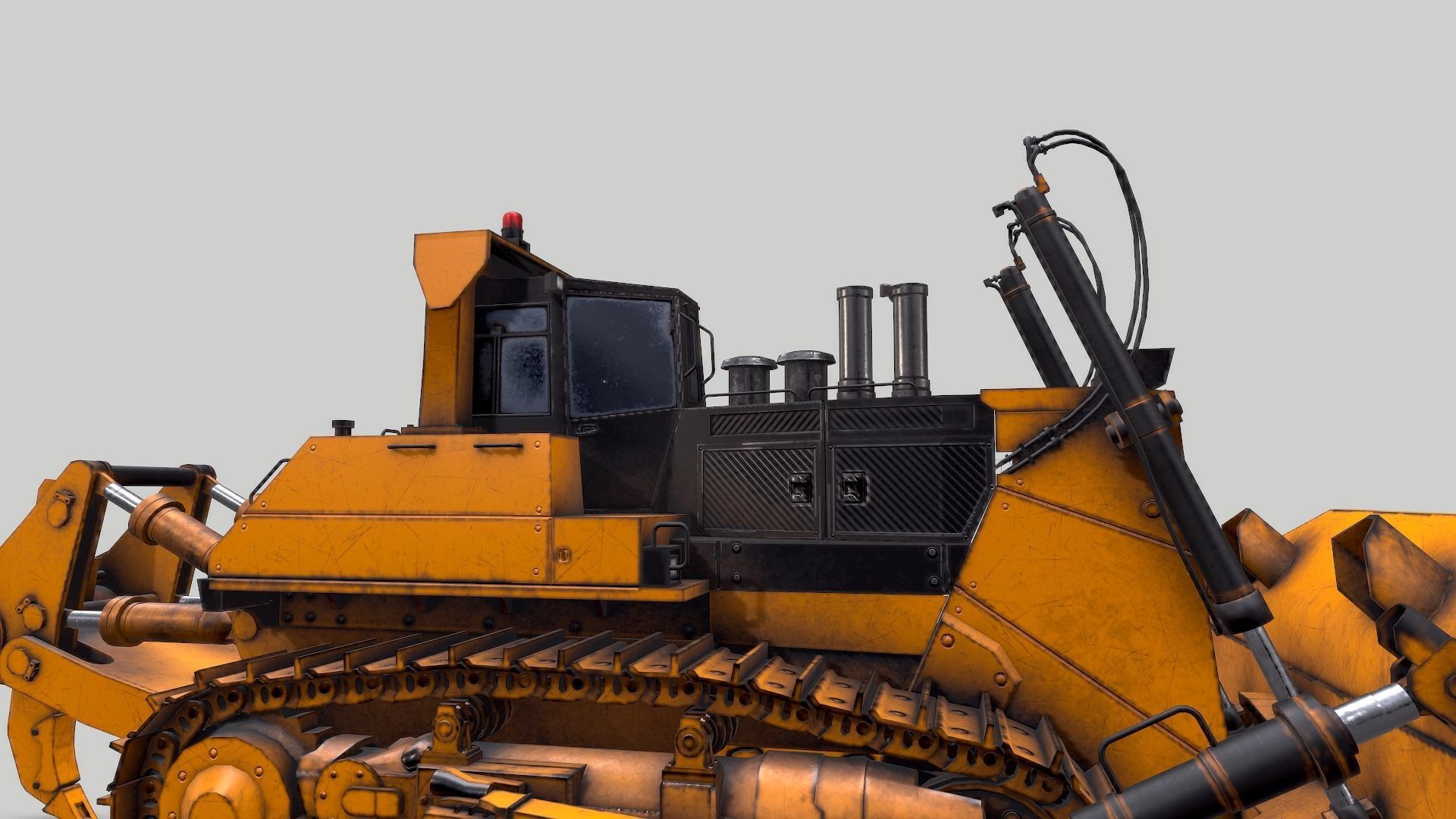 Old Industrial Vehicle Dozer Low-poly 3D model_7