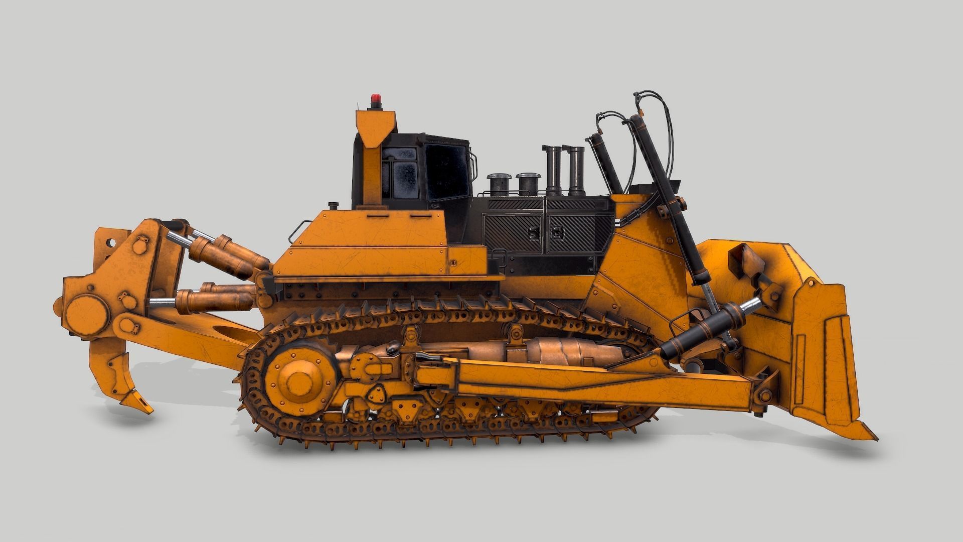 Old Industrial Vehicle Dozer Low-poly 3D model_2