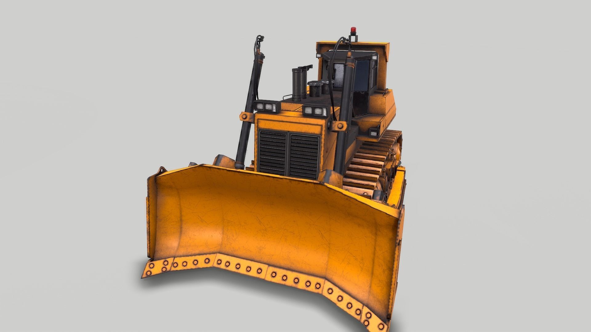 Old Industrial Vehicle Dozer Low-poly 3D model_5