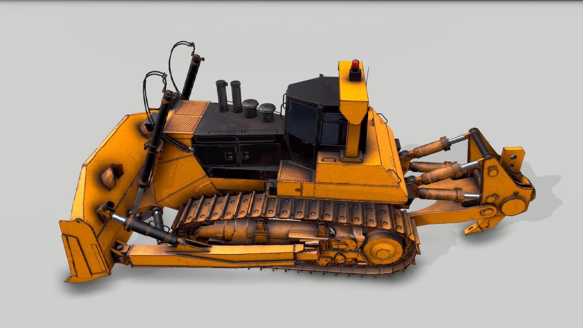 Old Industrial Vehicle Dozer Low-poly 3D model_6