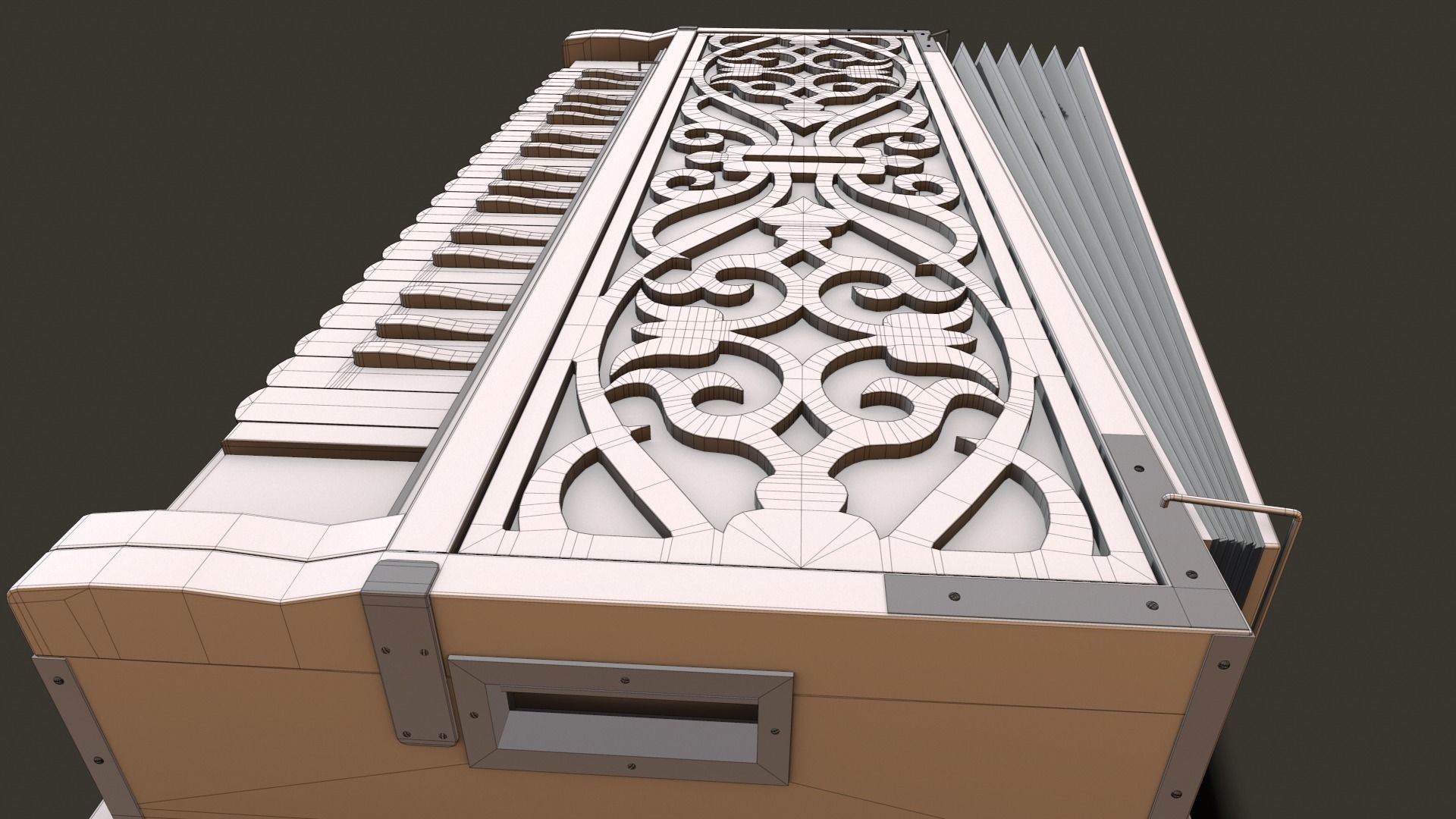 Harmonium musical instrument on rug Low-poly 3D model_13