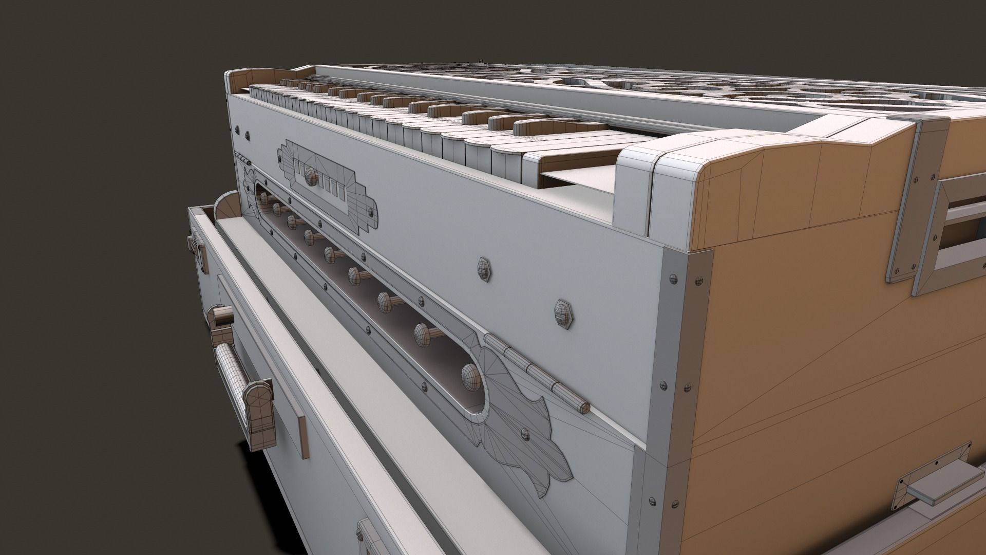 Harmonium musical instrument on rug Low-poly 3D model_15