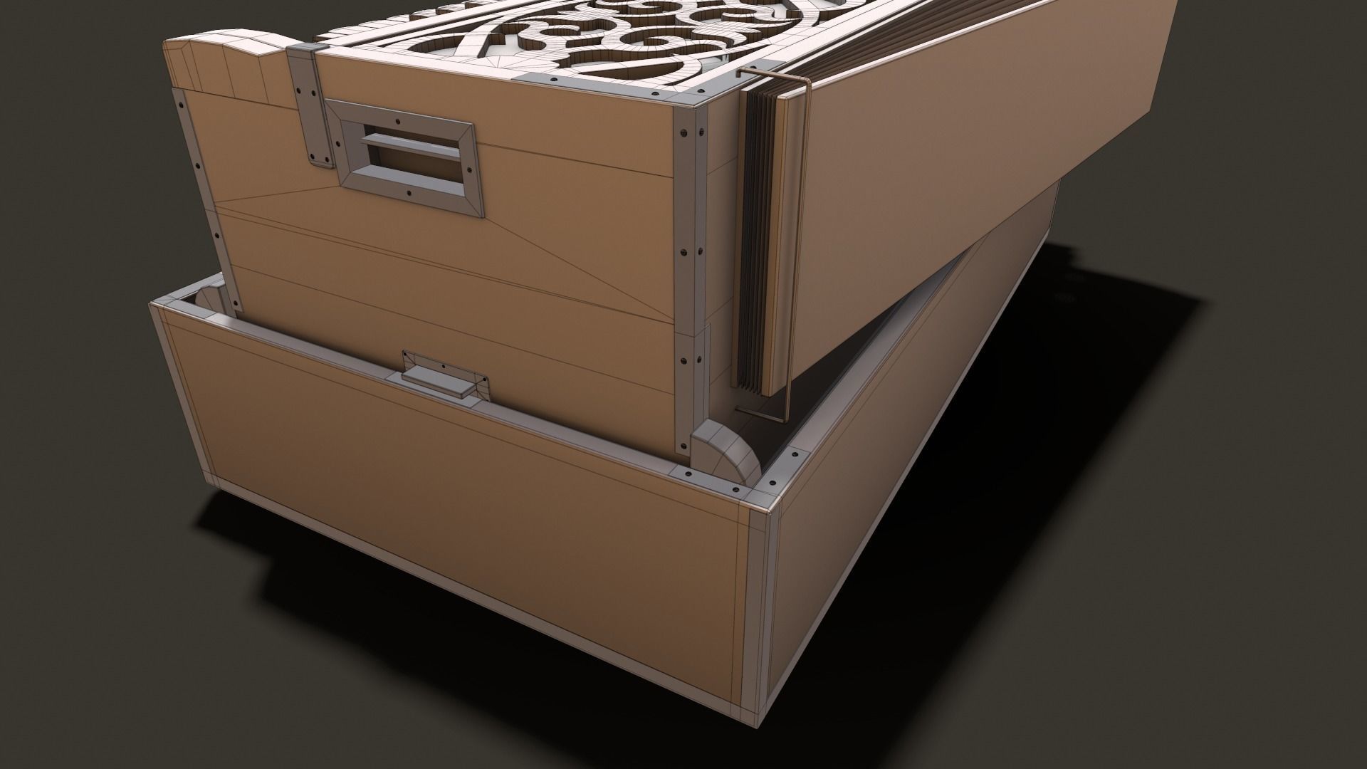 Harmonium musical instrument on rug Low-poly 3D model_14