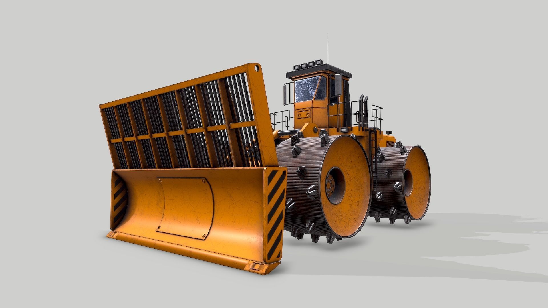 Old Industrial Vehicle Waste Dozer Low-poly 3D model_8