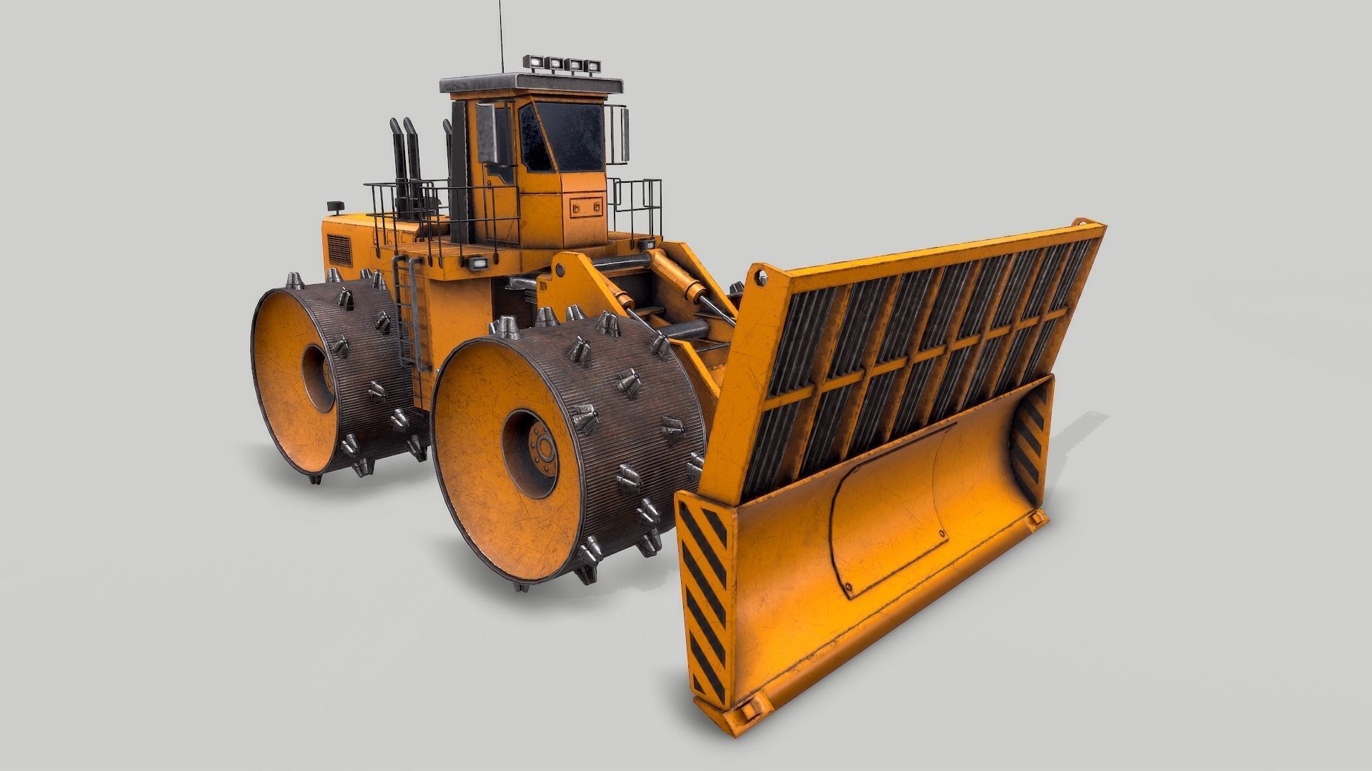 Old Industrial Vehicle Waste Dozer Low-poly 3D model_3