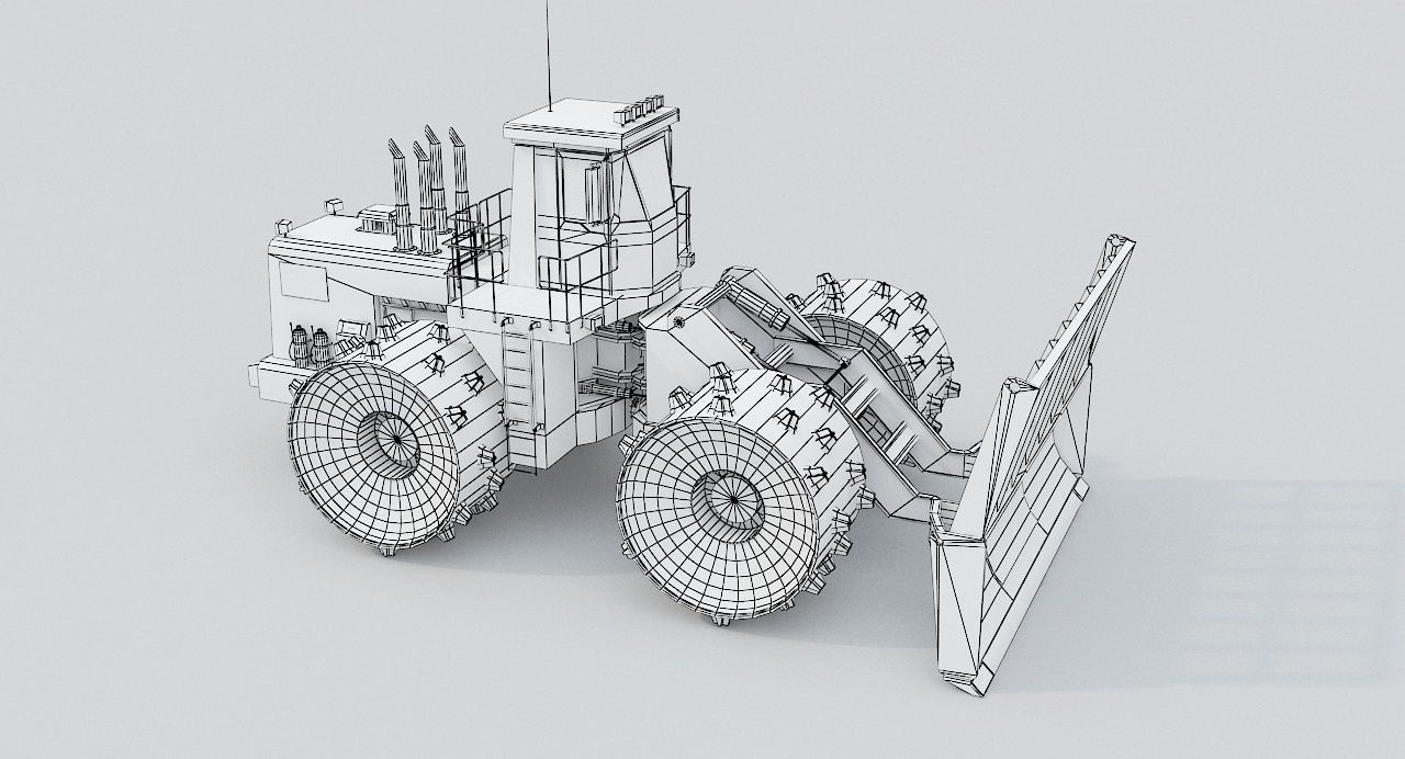 Old Industrial Vehicle Waste Dozer Low-poly 3D model_10