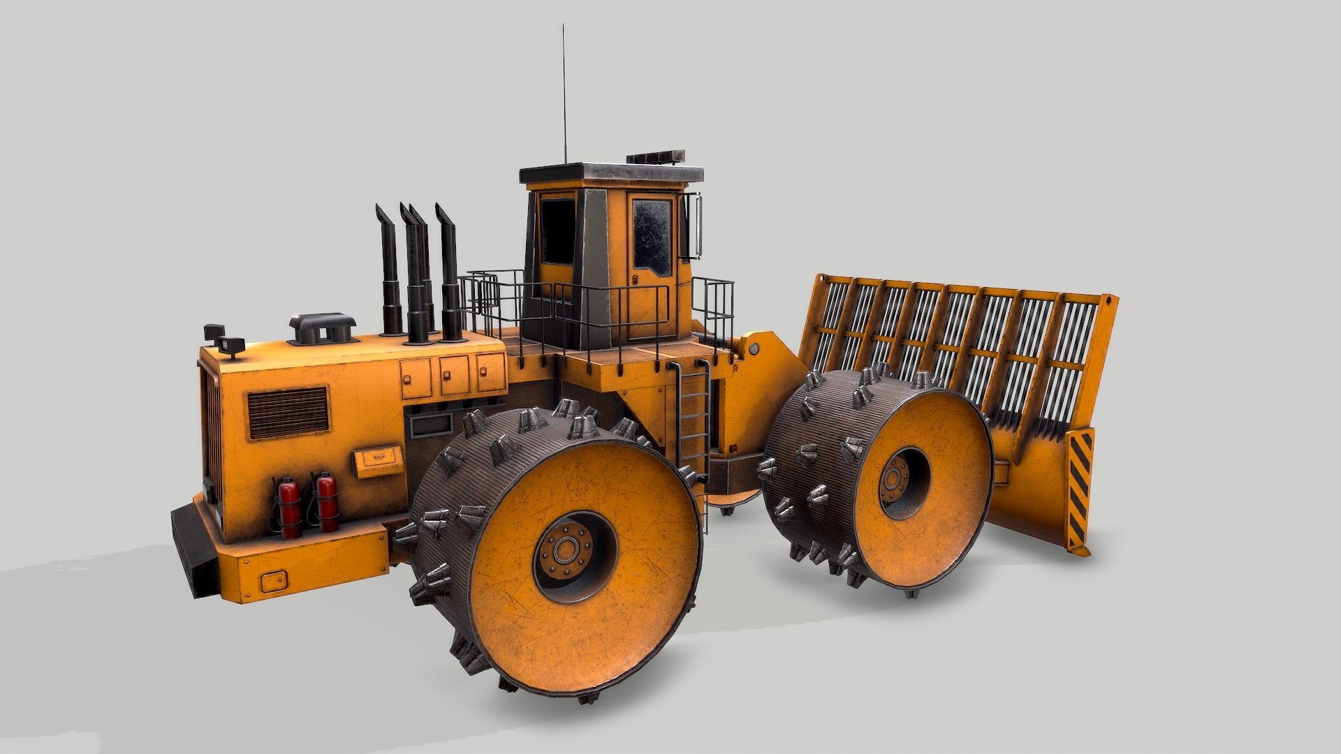 Old Industrial Vehicle Waste Dozer Low-poly 3D model_4