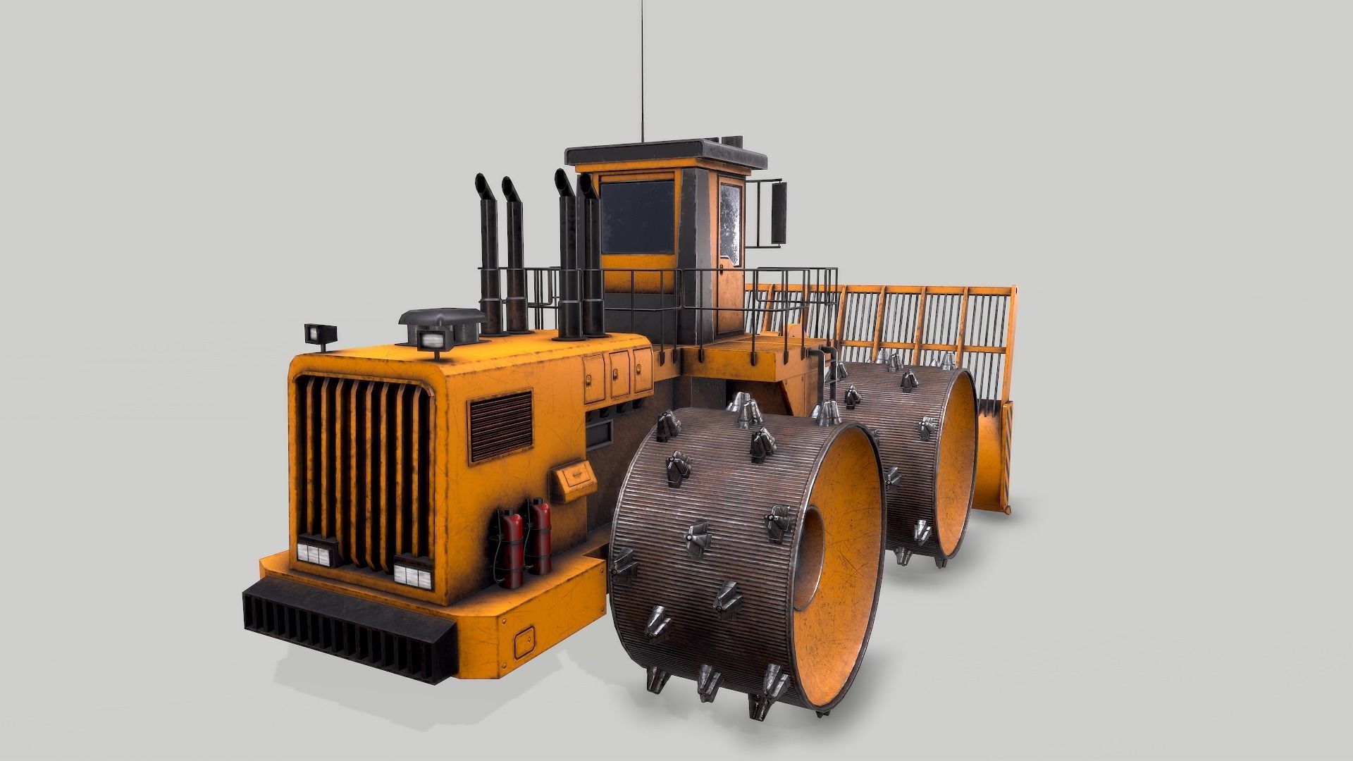Old Industrial Vehicle Waste Dozer Low-poly 3D model_5