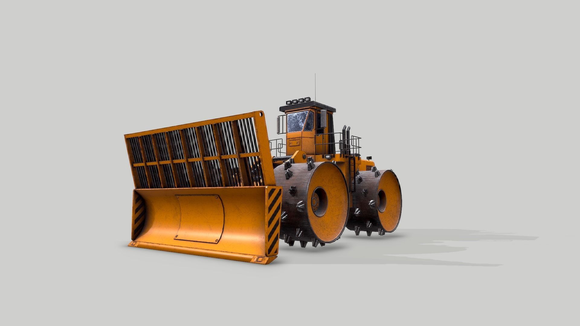 Old Industrial Vehicle Waste Dozer Low-poly 3D model_7