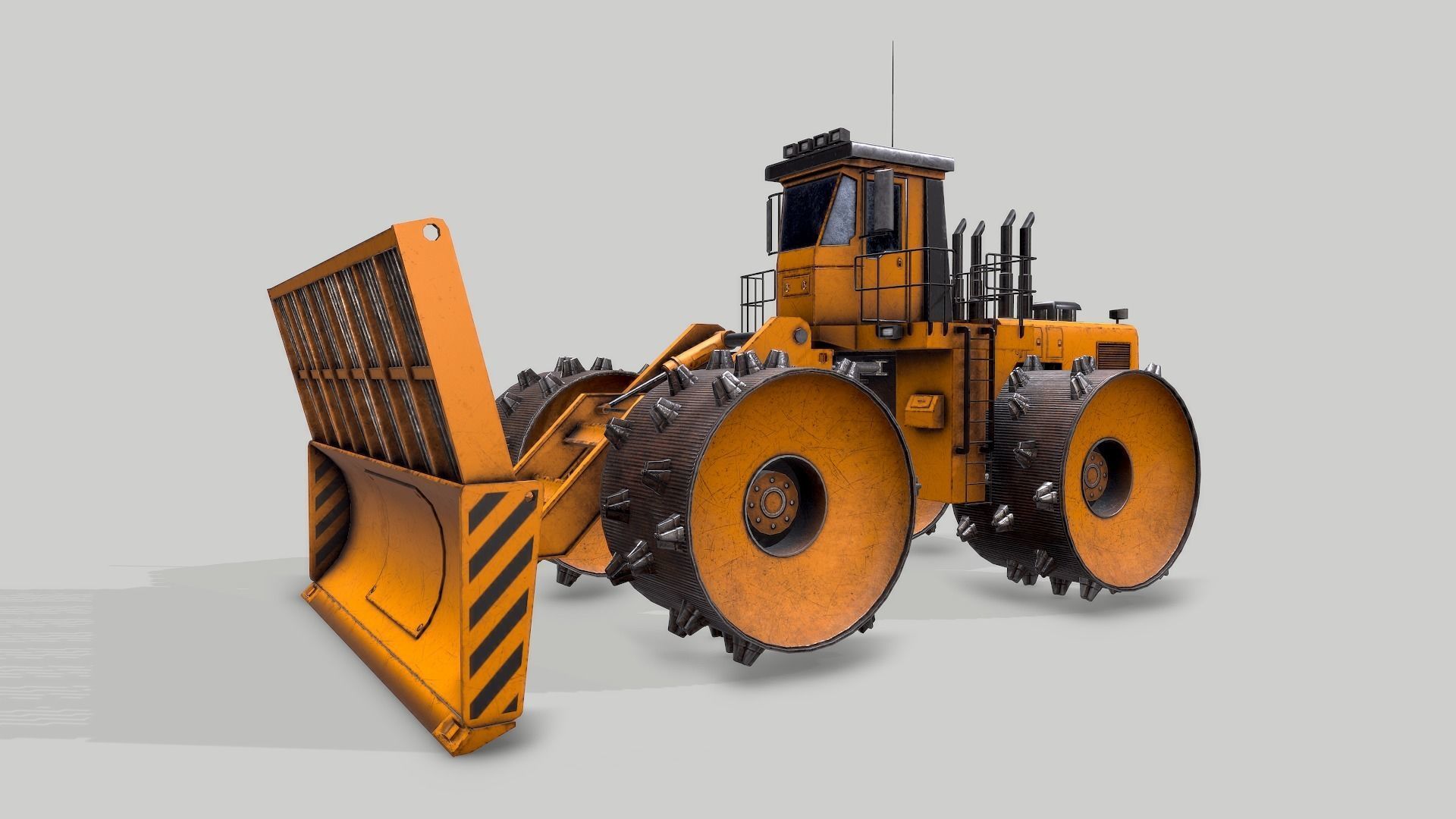 Old Industrial Vehicle Waste Dozer Low-poly 3D model_2