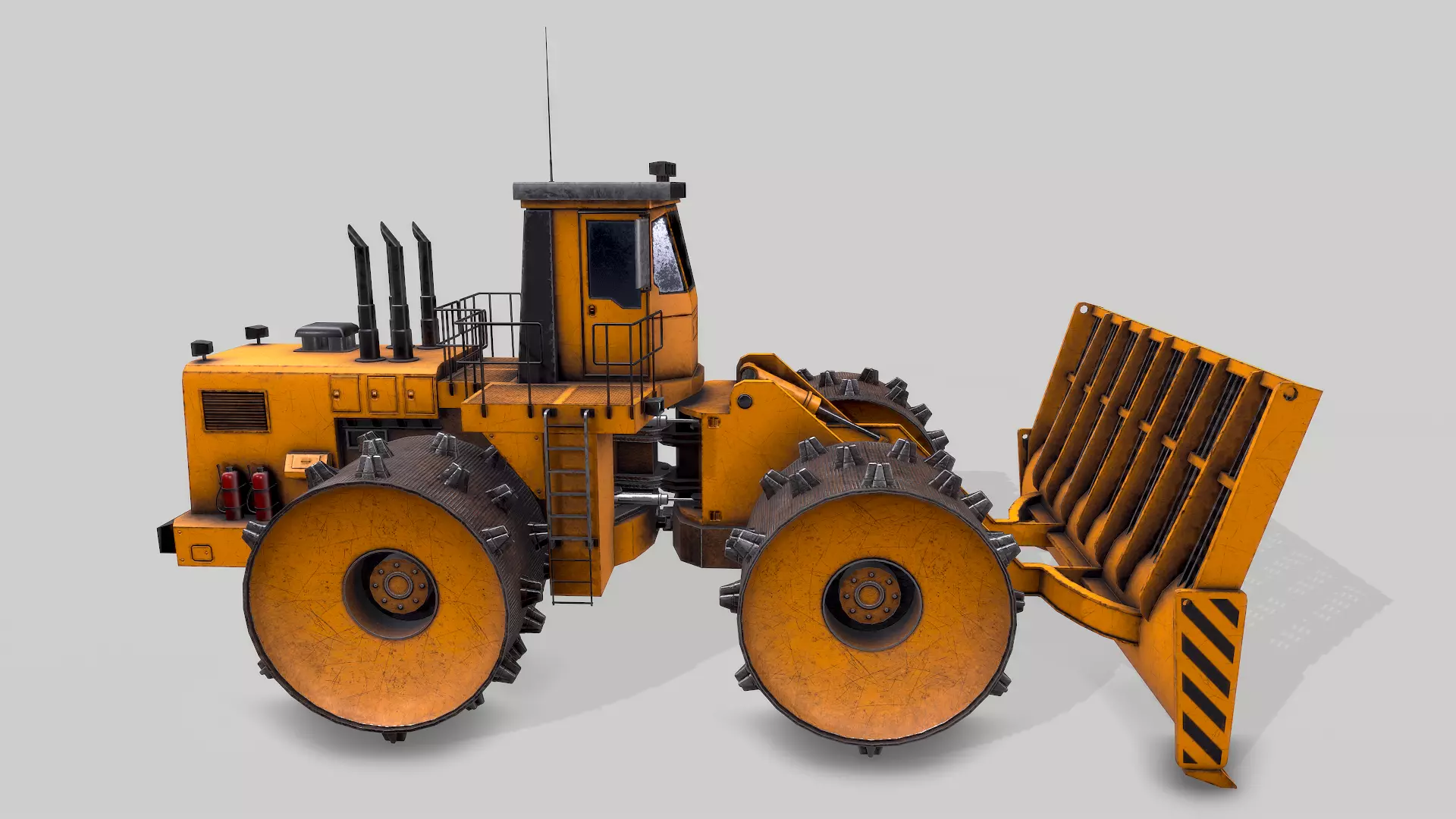 Old Industrial Vehicle Waste Dozer Low-poly 3D model_0