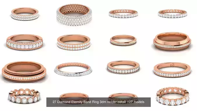 27 Diamond Eternity Band Ring 3dm render detail  3D Model Collection