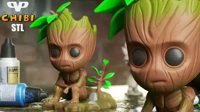 Baby Groot Chibi STL for 3D Printing ChibiSTL 3DXM