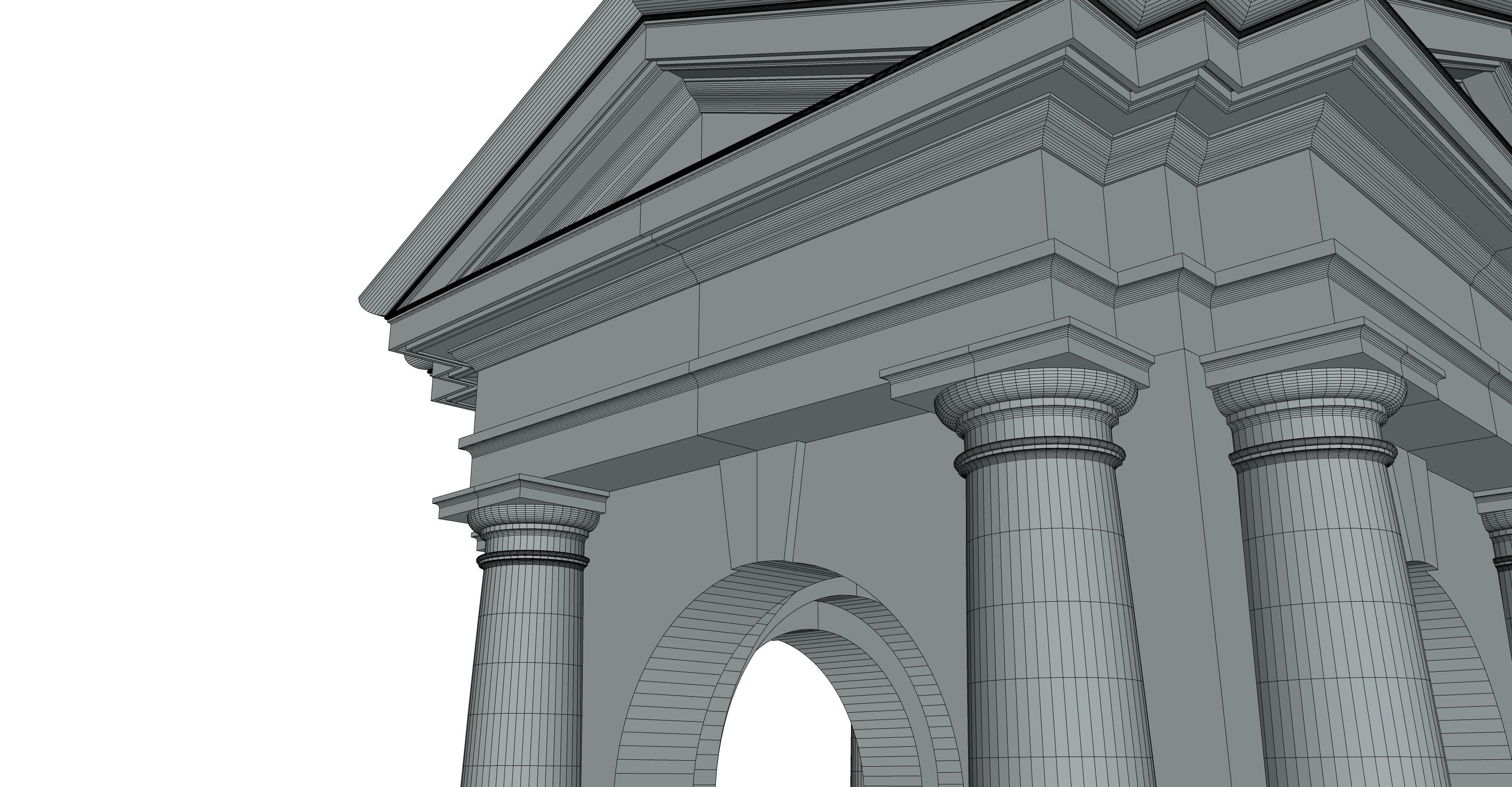 Arched portico in Tuscan order with 3 4 columns  3D model_8