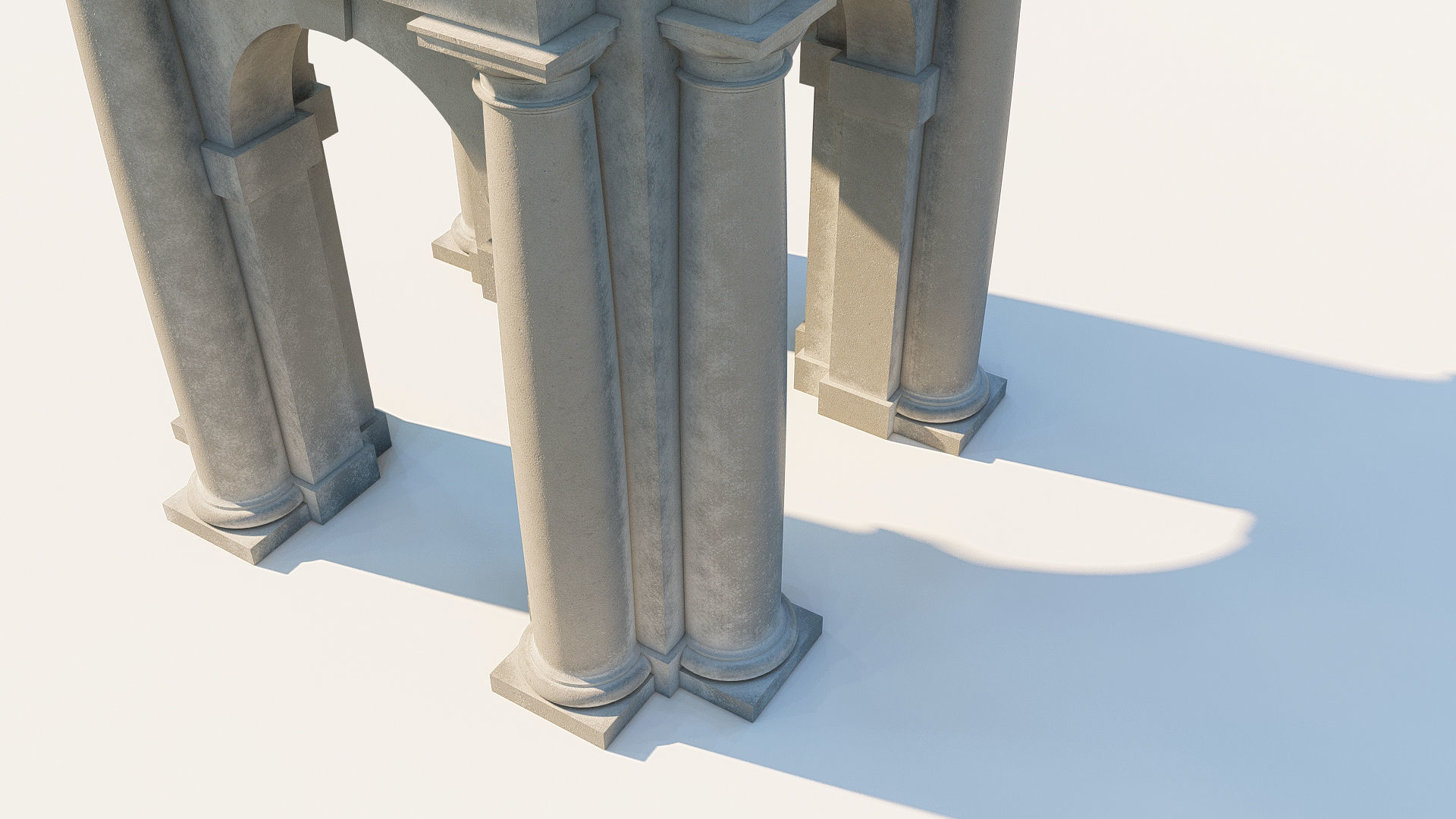 Arched portico in Tuscan order with 3 4 columns  3D model_4